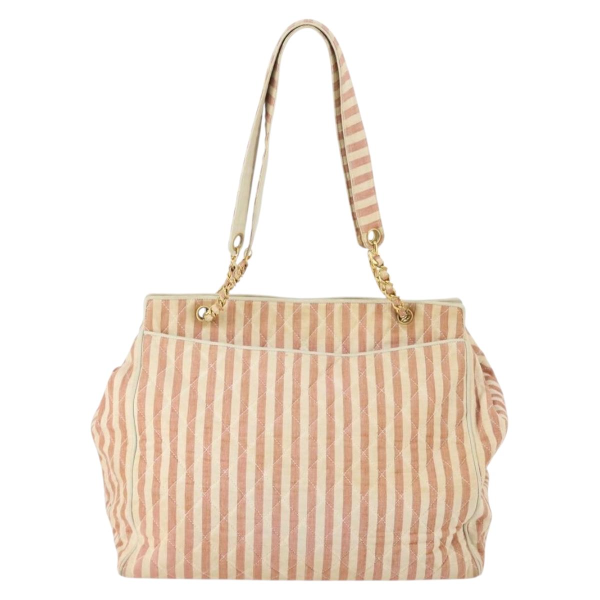 CHANEL Matelasse Tote Bag Canvas Red Gold CC Auth 142751