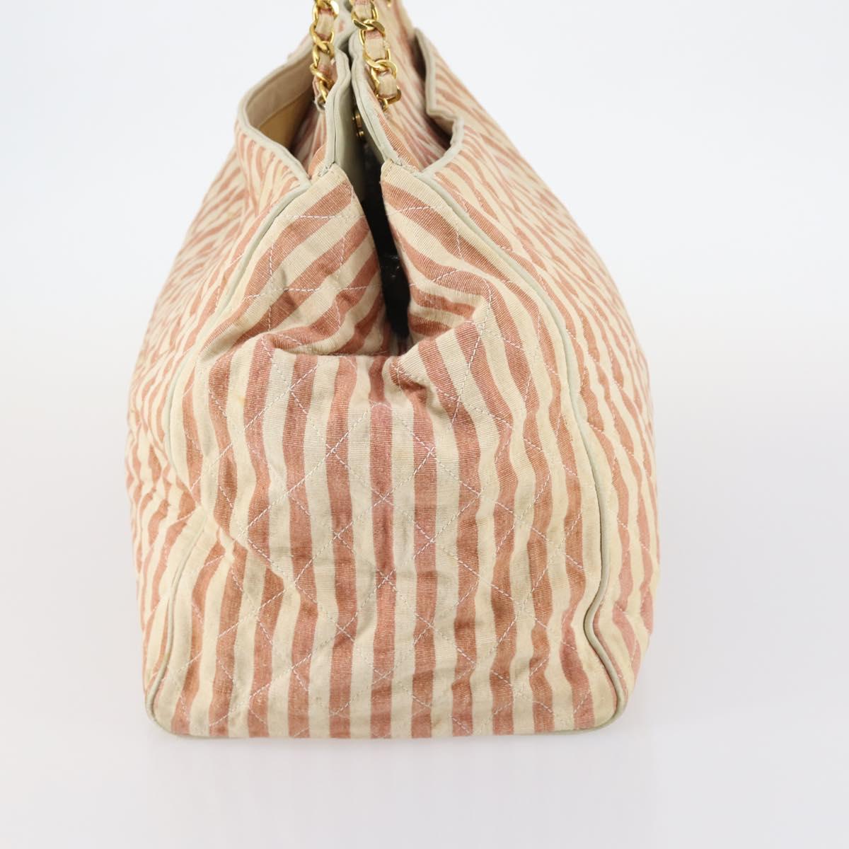 CHANEL Matelasse Tote Bag Canvas Red Gold CC Auth 142751