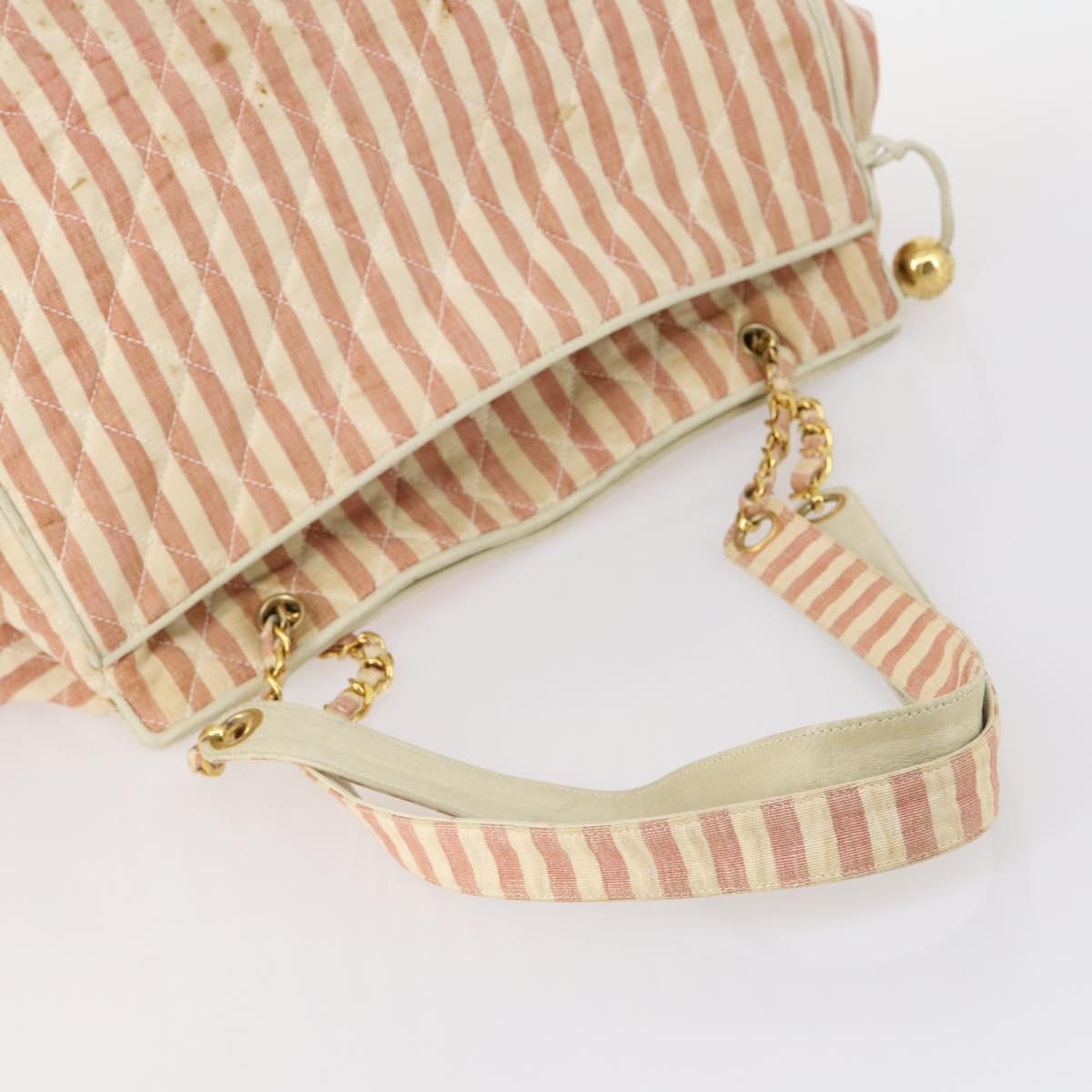 CHANEL Matelasse Tote Bag Canvas Red Gold CC Auth 142751