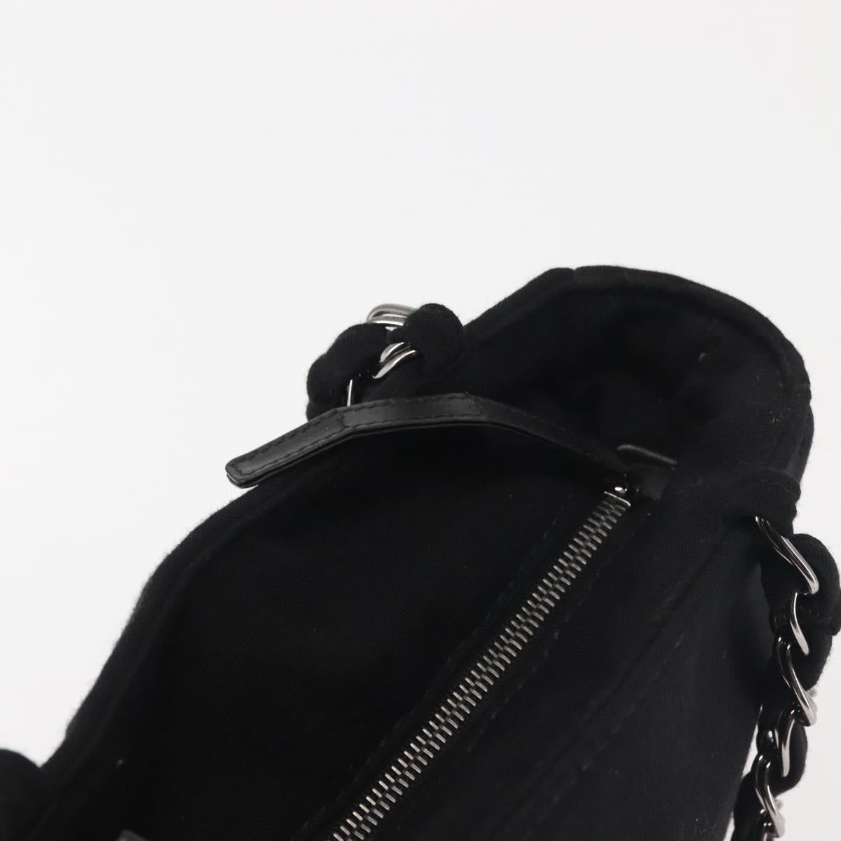 CHANEL Chain Shoulder Bag cotton Black Silver CC Auth 142754