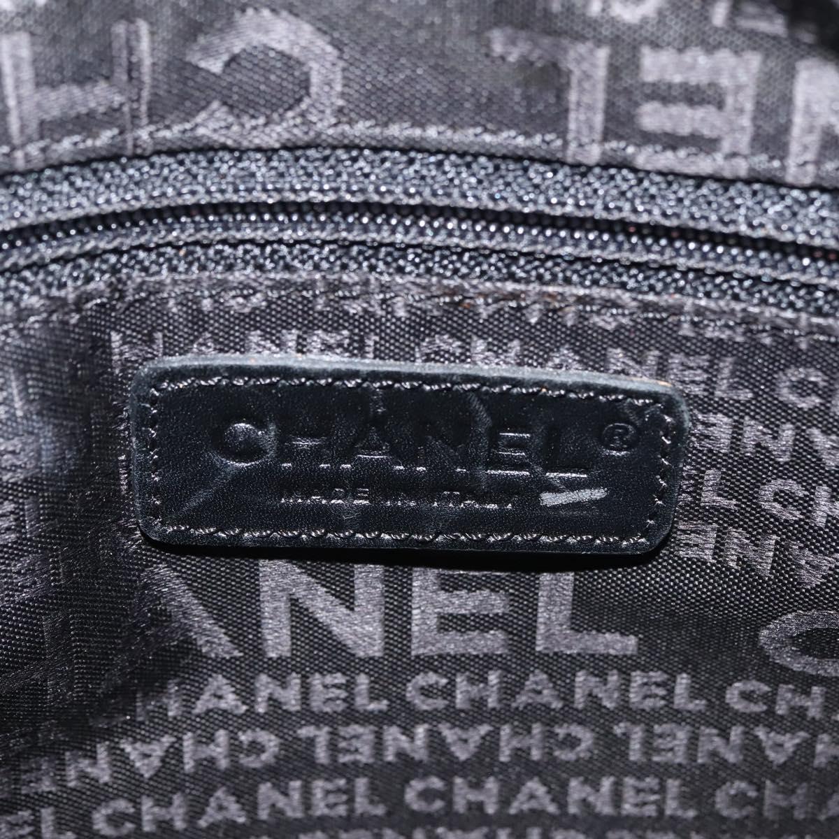 CHANEL Chain Shoulder Bag cotton Black Silver CC Auth 142754