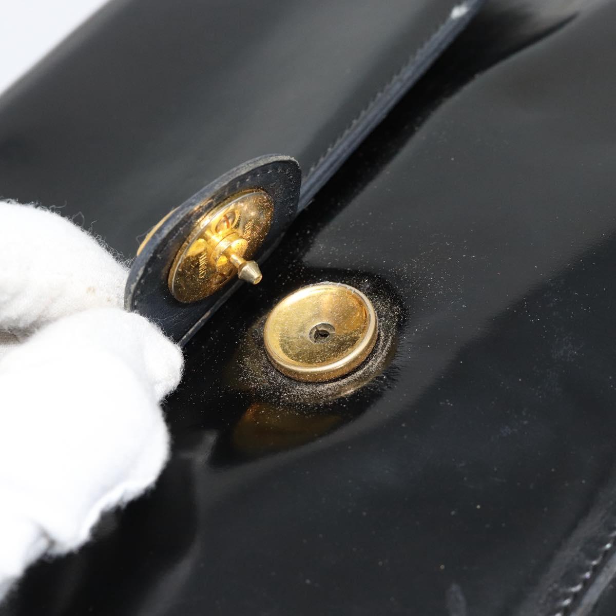 CHANEL Chain Shoulder Bag Patent leather Black Gold CC Auth 142755
