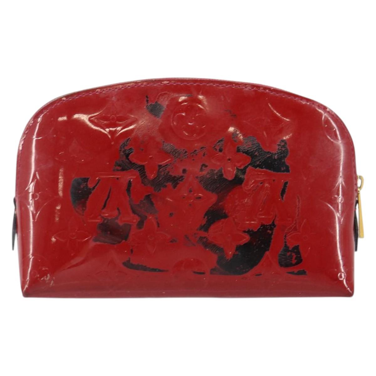 LOUIS VUITTON Vernis Pochette Cosmetic PM Rouge Grunadine M91746 LV Auth 142757