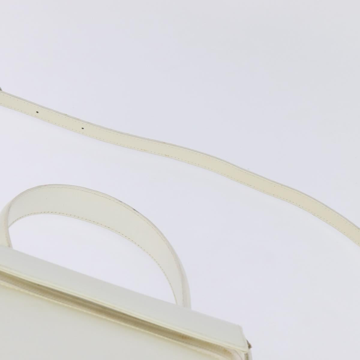 Salvatore Ferragamo Gancini Hand Bag Patent leather 2way White Auth 142795