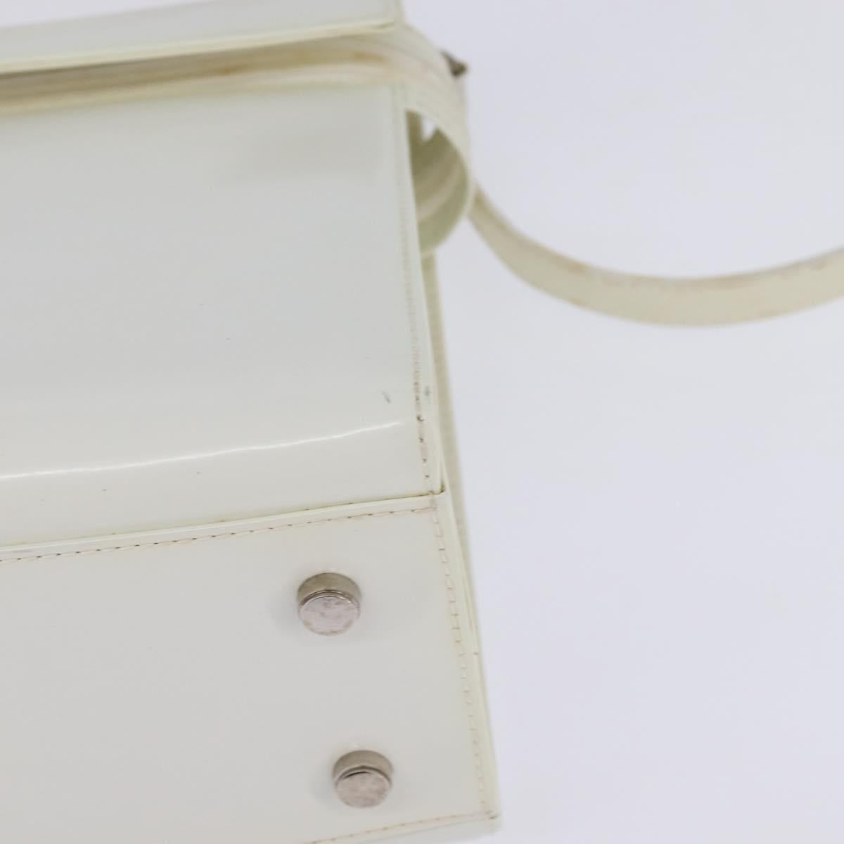 Salvatore Ferragamo Gancini Hand Bag Patent leather 2way White Auth 142795