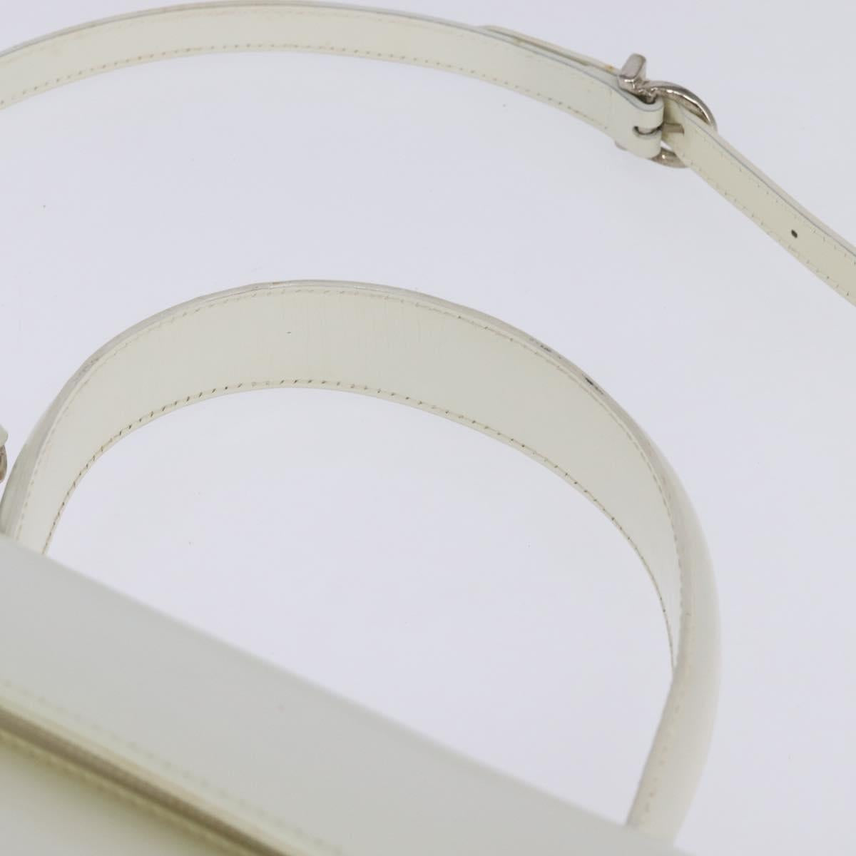 Salvatore Ferragamo Gancini Hand Bag Patent leather 2way White Auth 142795
