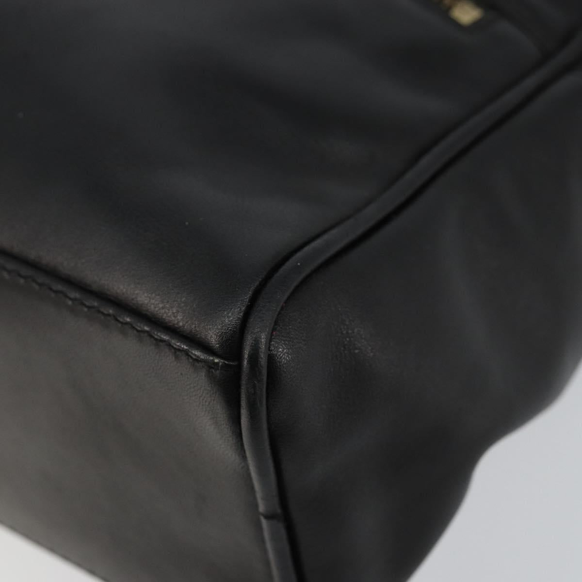 CELINE Shoulder Bag Leather Black Gold Auth 142797