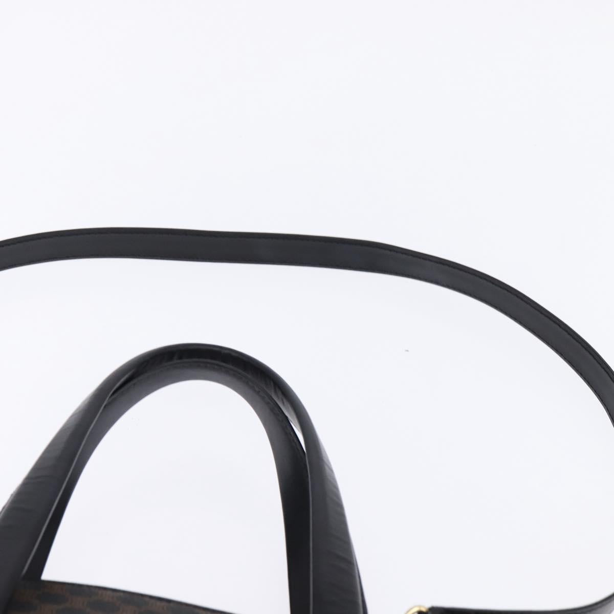 CELINE Macadam Canvas Tote Bag PVC Leather 2way Black Gold Auth 142799