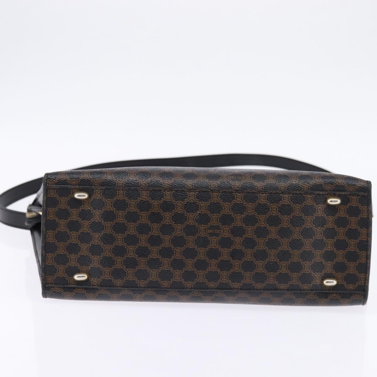 CELINE Macadam Canvas Tote Bag PVC Leather 2way Black Gold Auth 142799