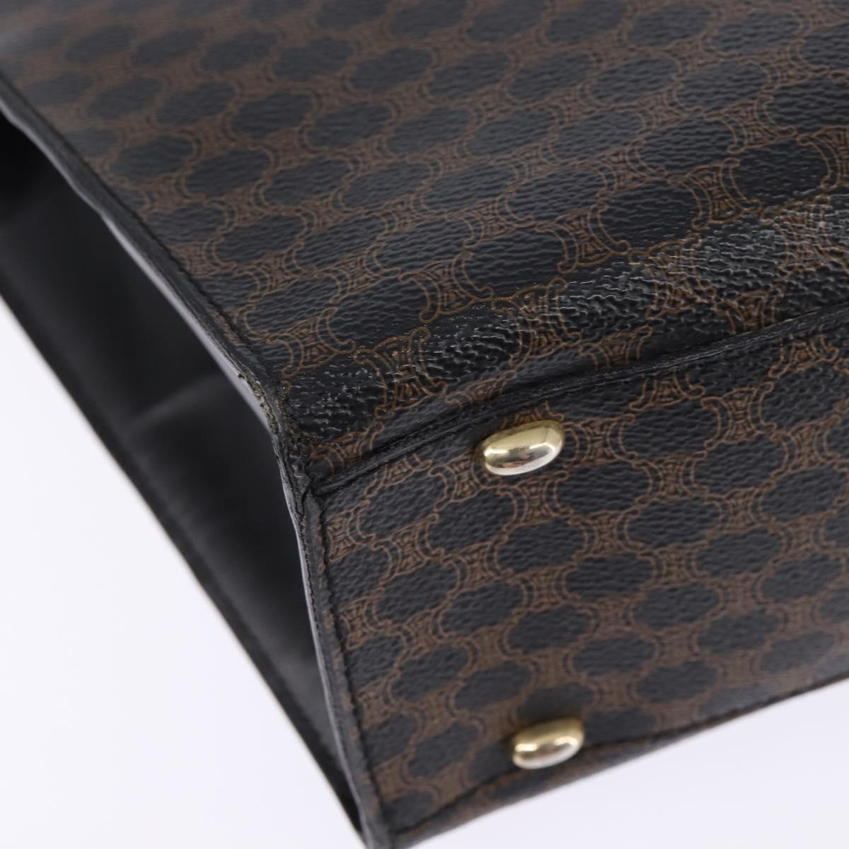CELINE Macadam Canvas Tote Bag PVC Leather 2way Black Gold Auth 142799