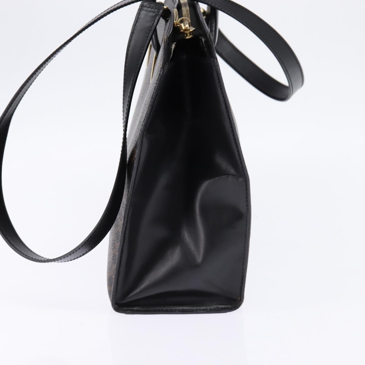 CELINE Macadam Canvas Tote Bag PVC Leather 2way Black Gold Auth 142799