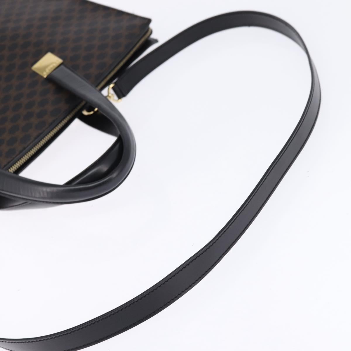 CELINE Macadam Canvas Tote Bag PVC Leather 2way Black Gold Auth 142799