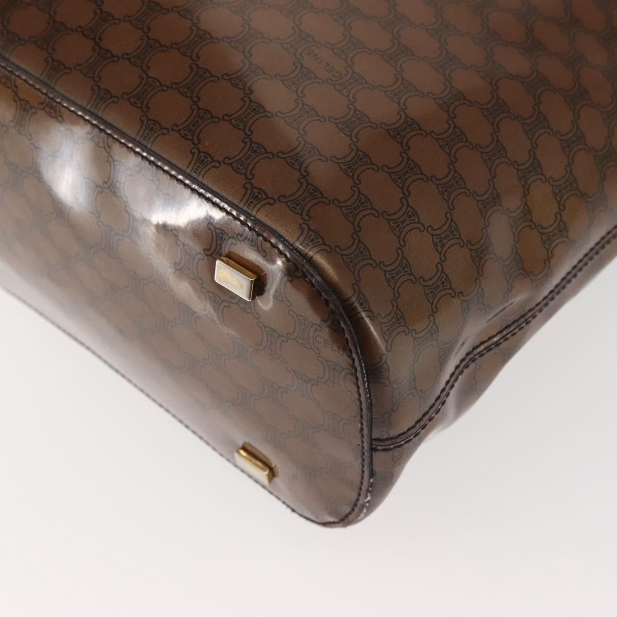 CELINE Macadam Canvas Hand Bag Brown Gold Auth 142800