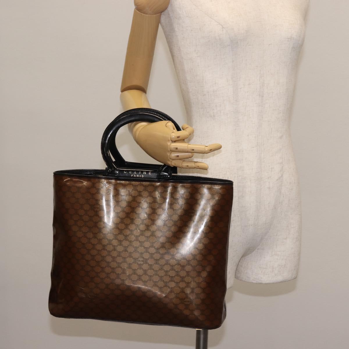 CELINE Macadam Canvas Hand Bag Brown Gold Auth 142800