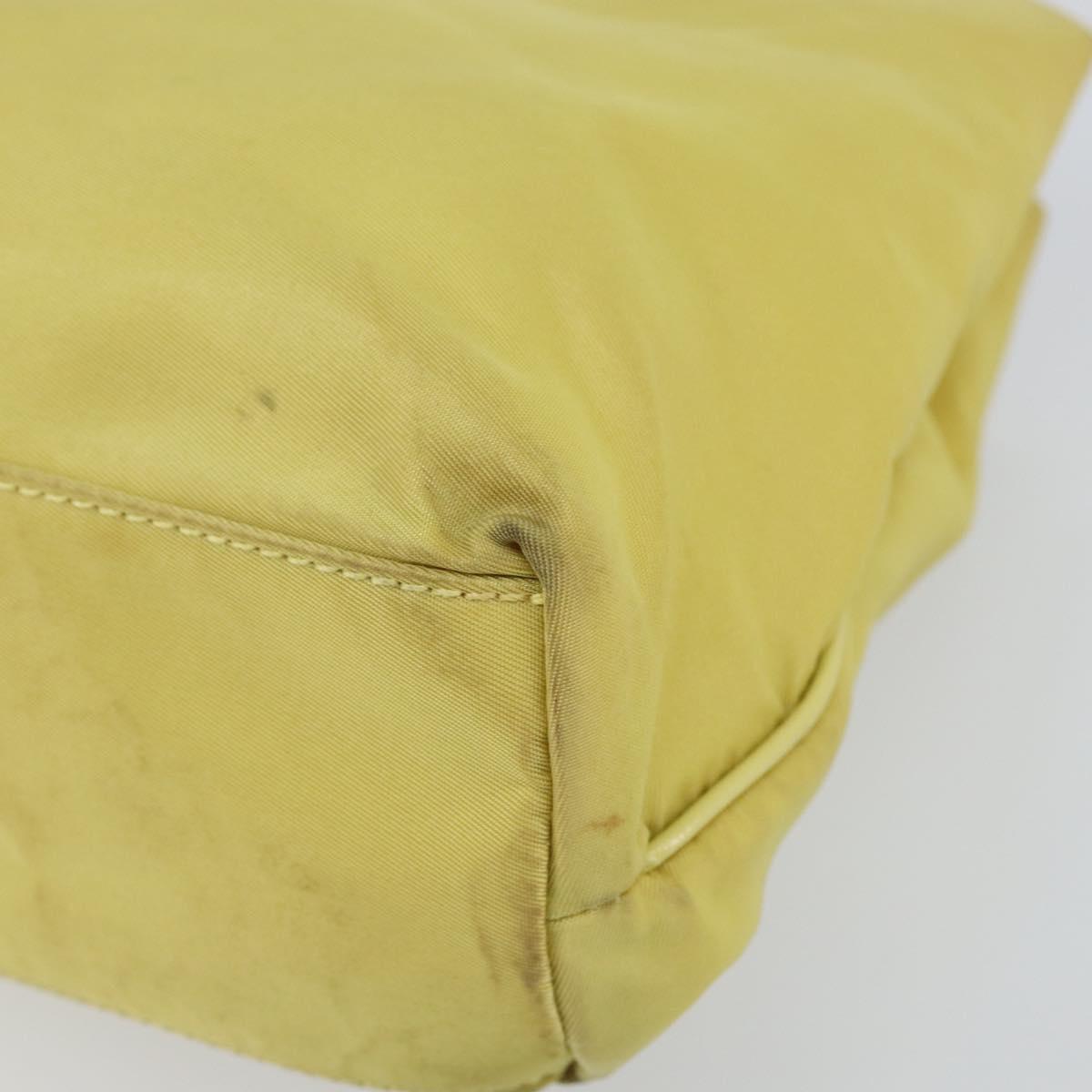 PRADA Hand Bag Nylon Yellow Gold Auth 142801