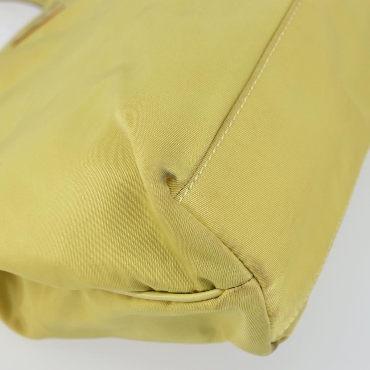PRADA Hand Bag Nylon Yellow Gold Auth 142801