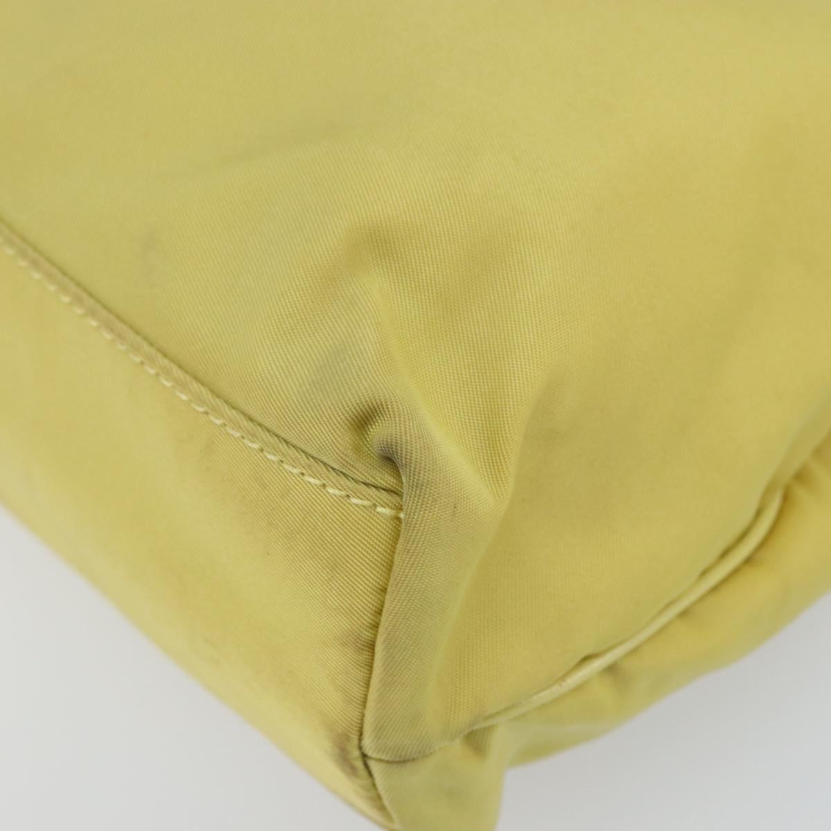 PRADA Hand Bag Nylon Yellow Gold Auth 142801