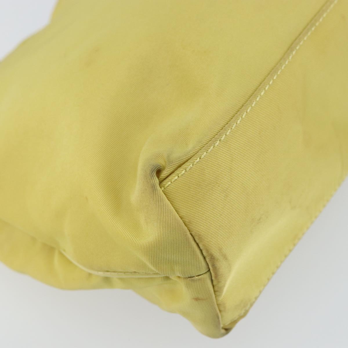 PRADA Hand Bag Nylon Yellow Gold Auth 142801