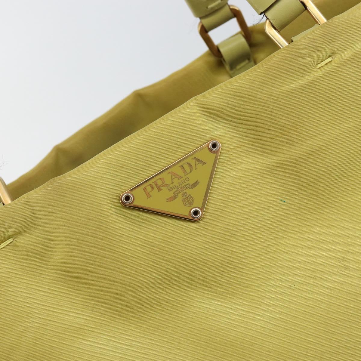 PRADA Hand Bag Nylon Yellow Gold Auth 142801