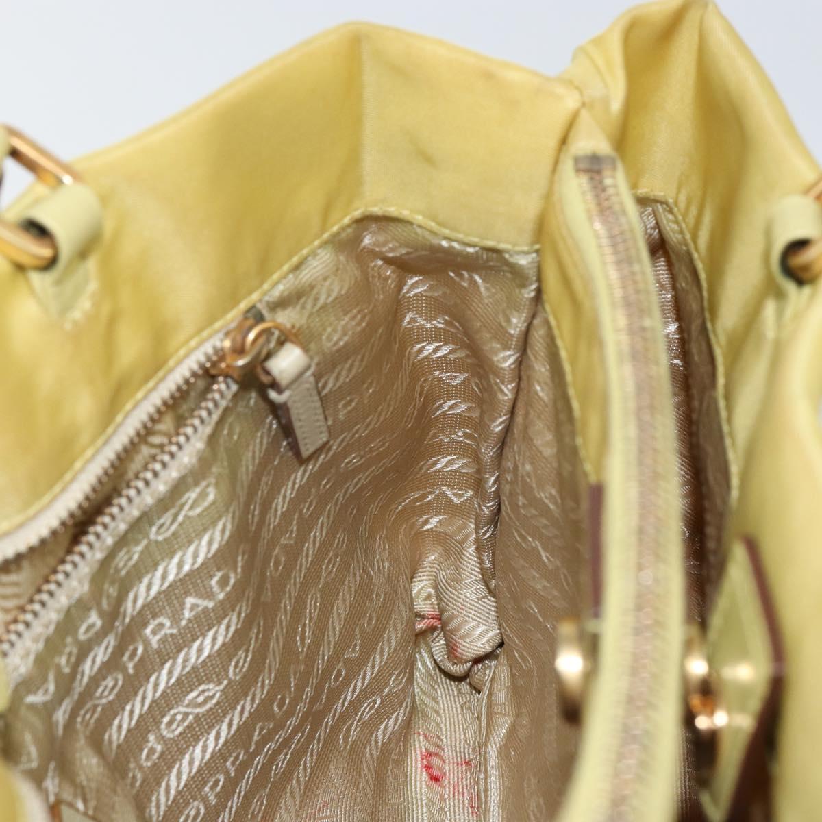 PRADA Hand Bag Nylon Yellow Gold Auth 142801