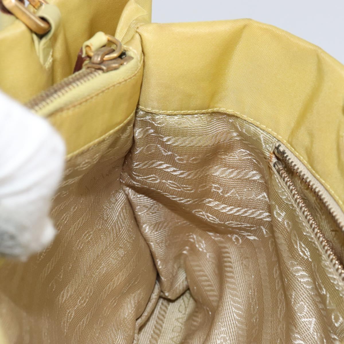 PRADA Hand Bag Nylon Yellow Gold Auth 142801