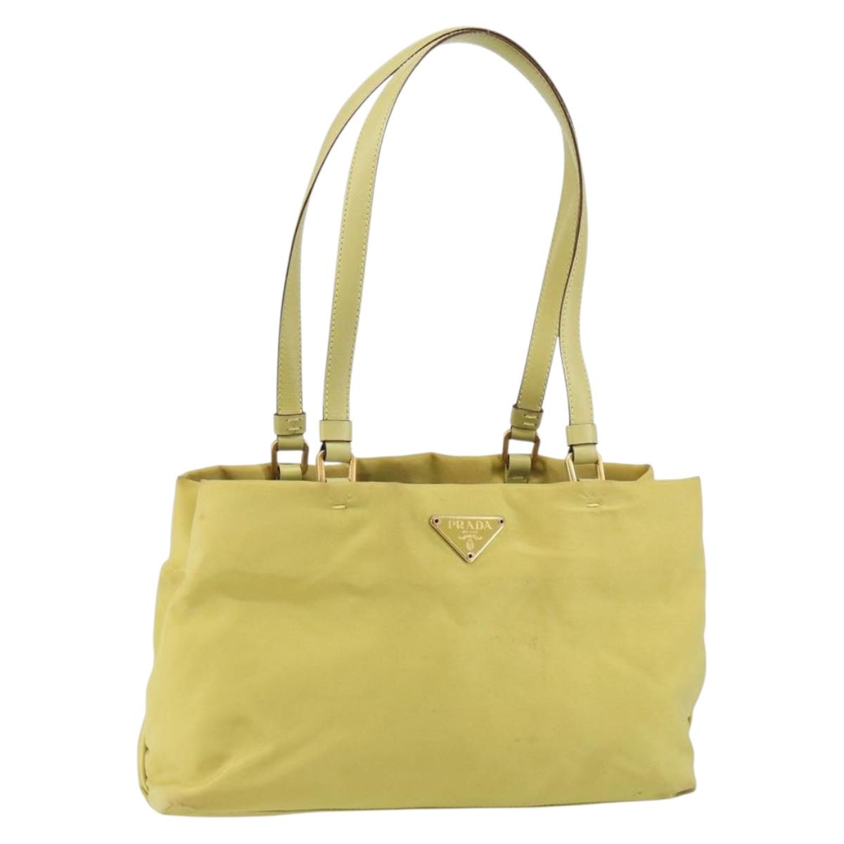 PRADA Hand Bag Nylon Yellow Gold Auth 142801