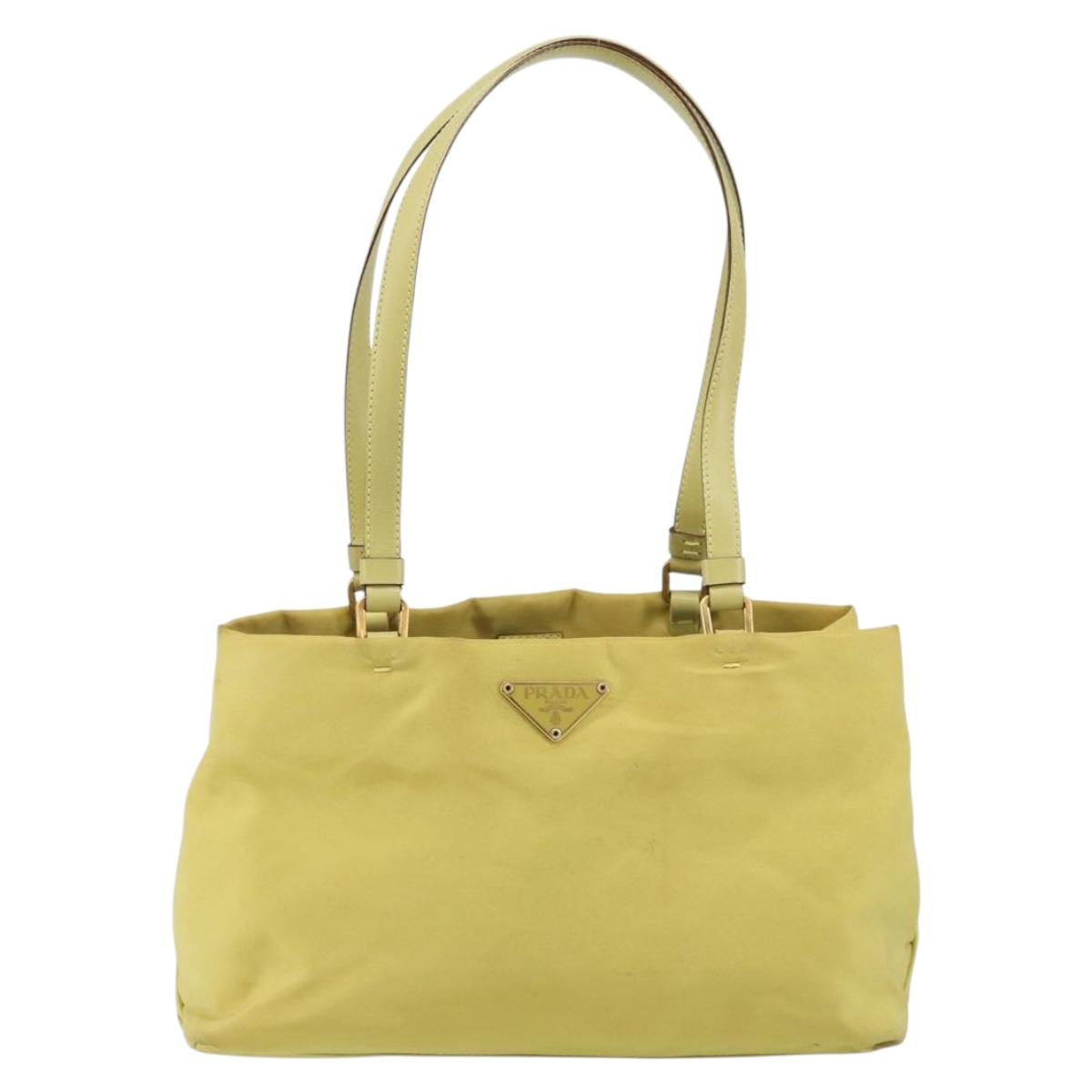 PRADA Hand Bag Nylon Yellow Gold Auth 142801