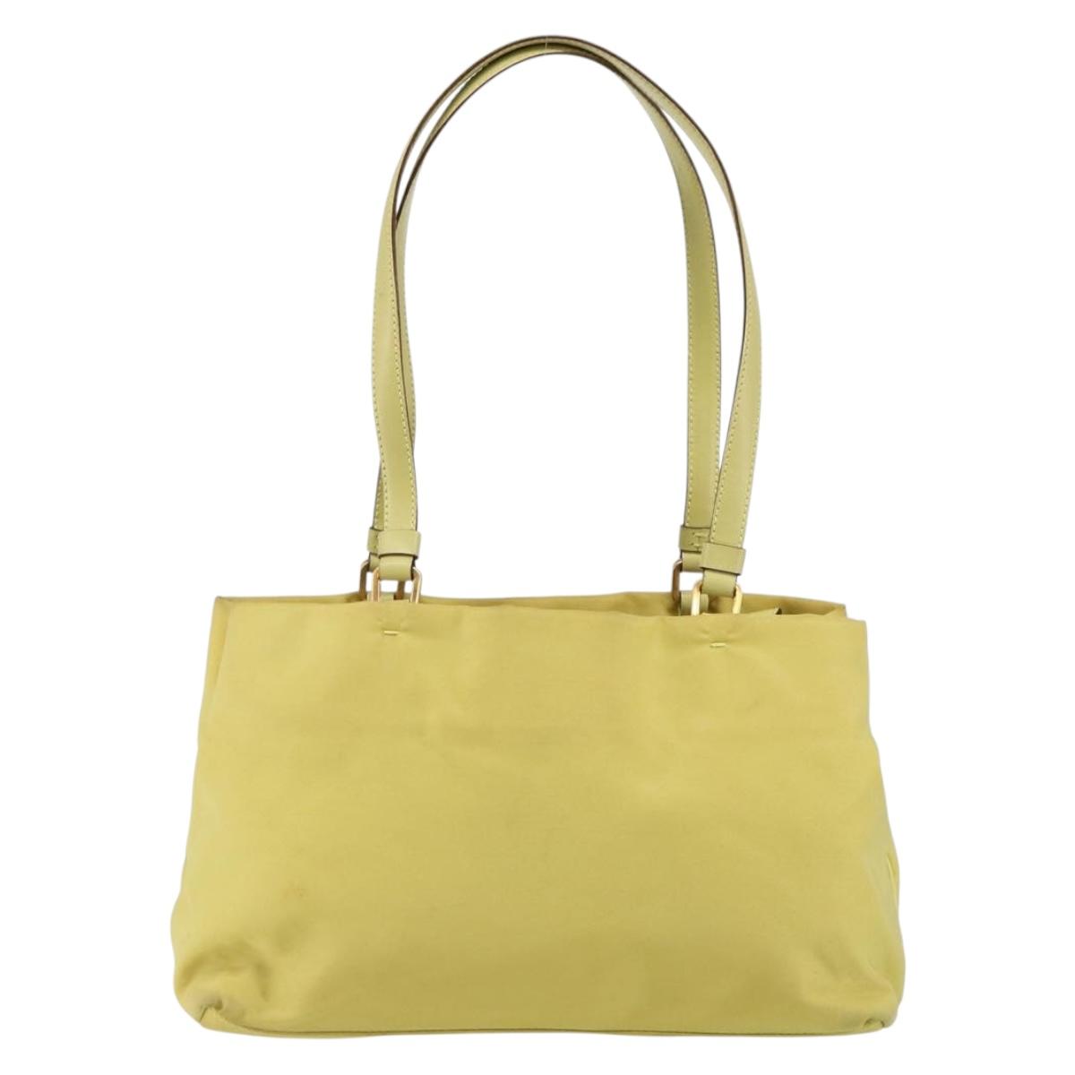 PRADA Hand Bag Nylon Yellow Gold Auth 142801
