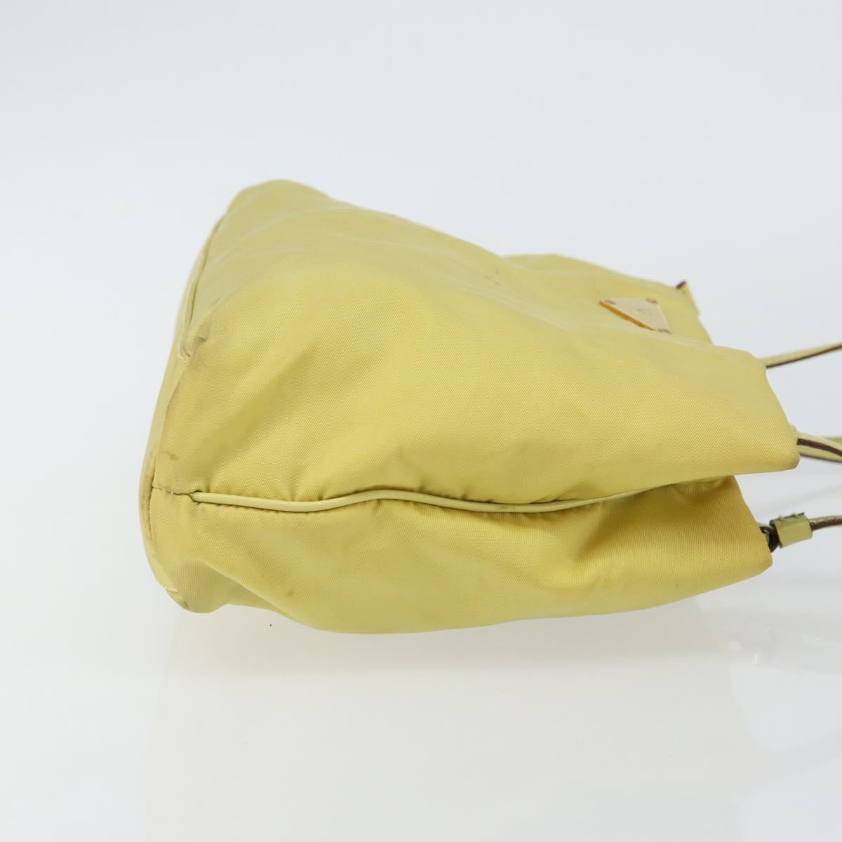 PRADA Hand Bag Nylon Yellow Gold Auth 142801