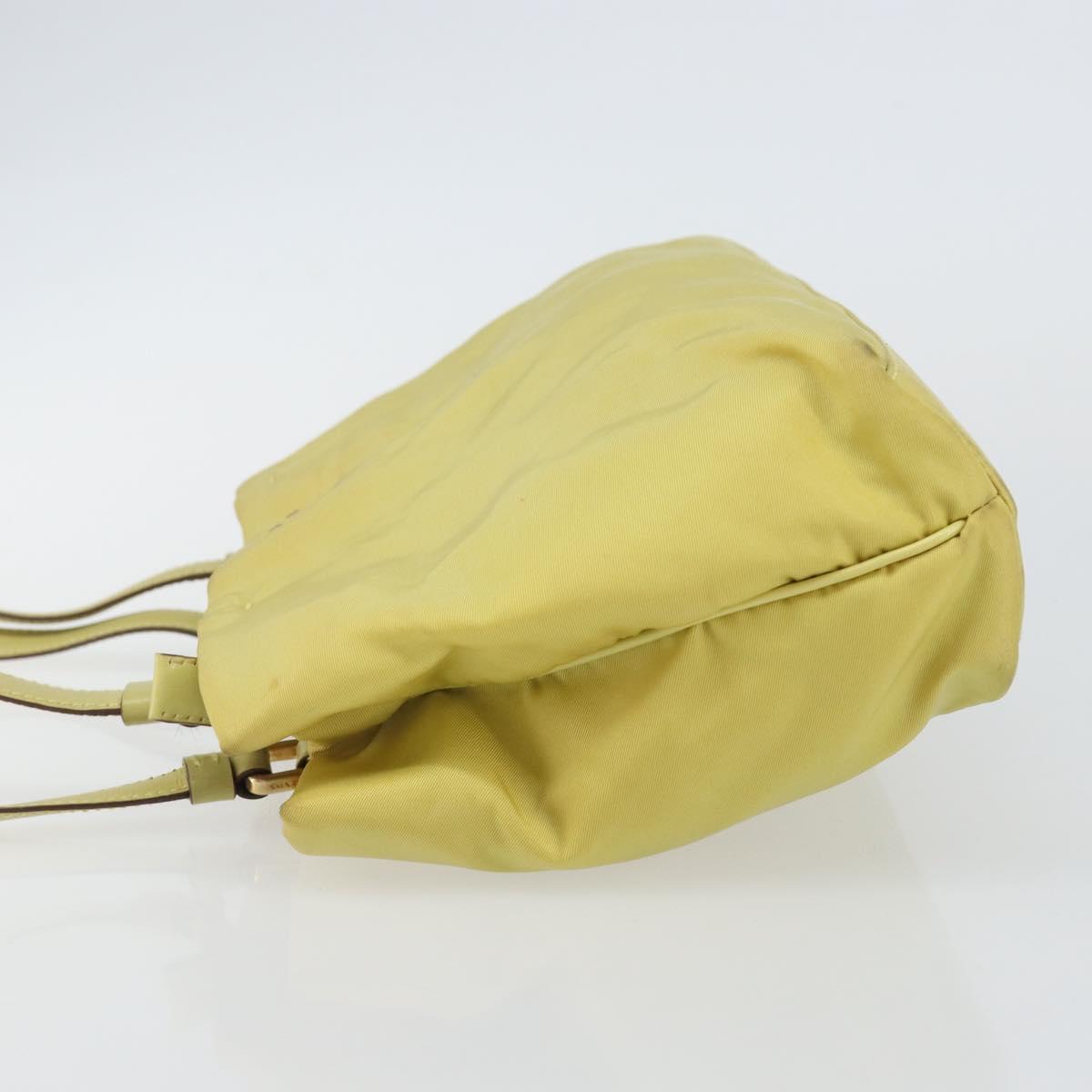 PRADA Hand Bag Nylon Yellow Gold Auth 142801