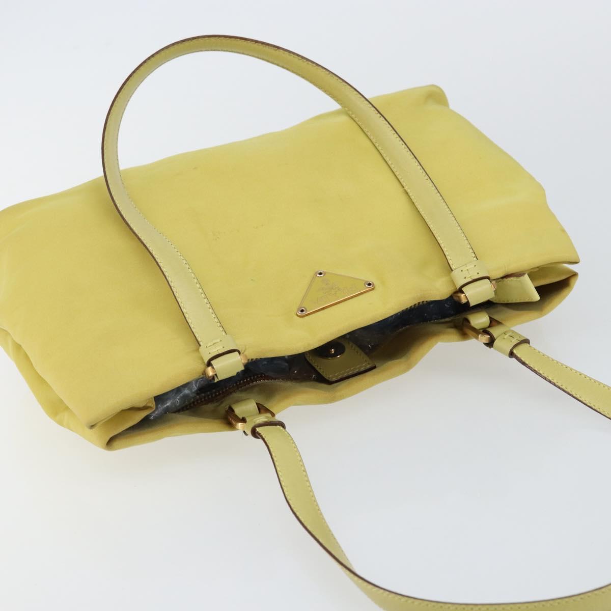 PRADA Hand Bag Nylon Yellow Gold Auth 142801