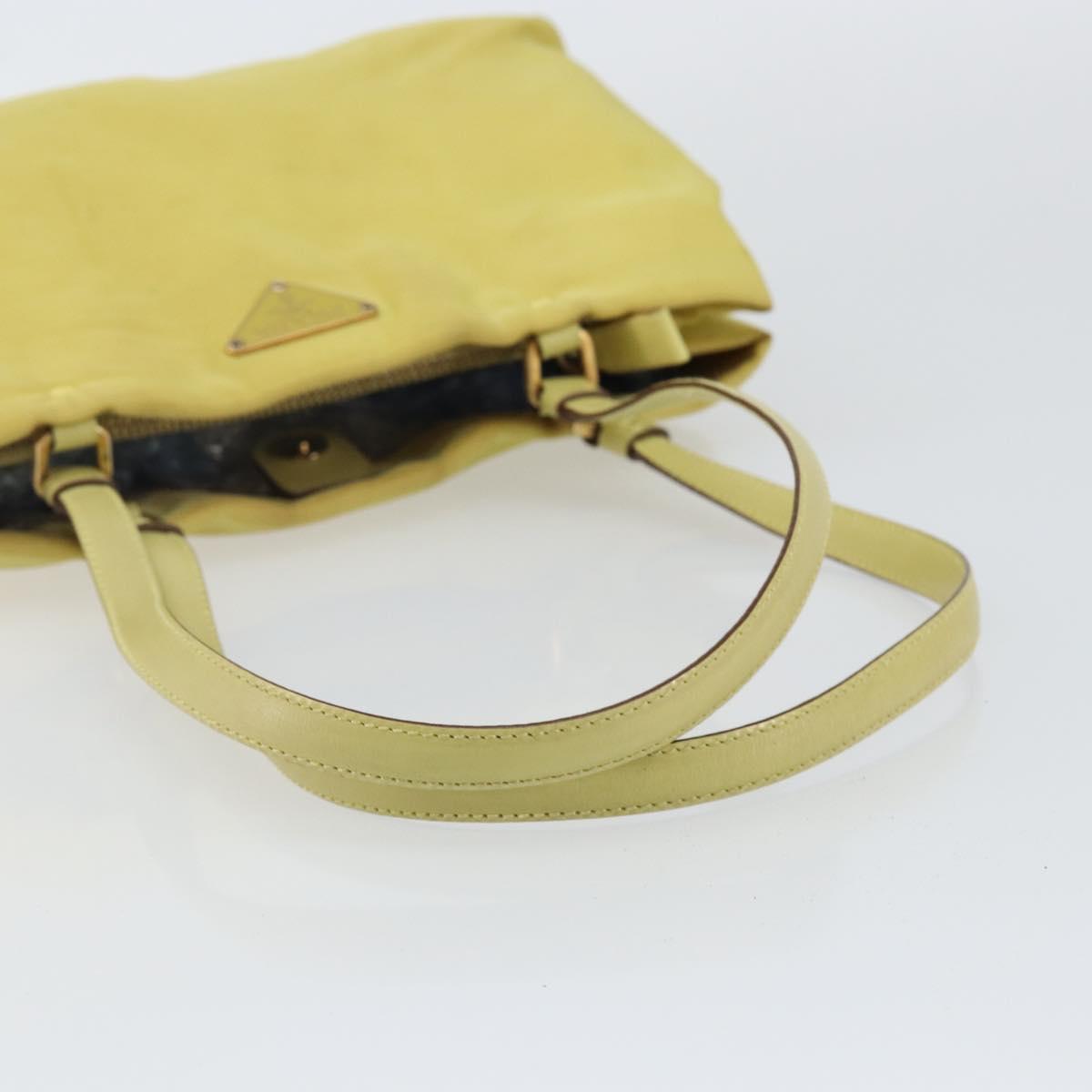PRADA Hand Bag Nylon Yellow Gold Auth 142801