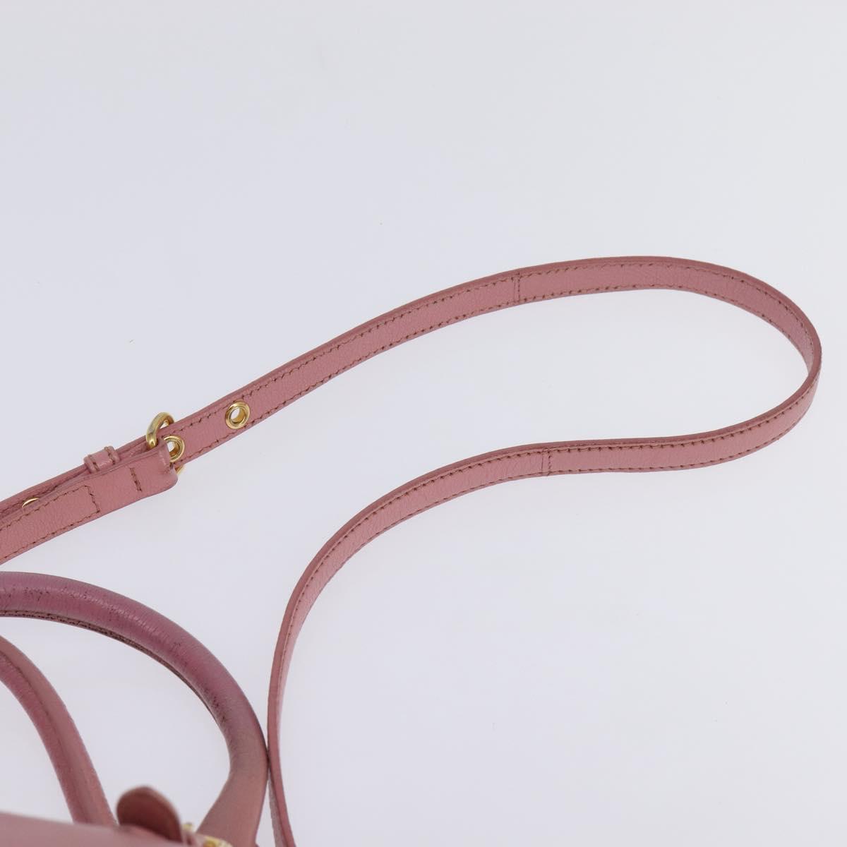 Miu Miu Matelasse Hand Bag Leather 2way Pink Gold Auth 142803