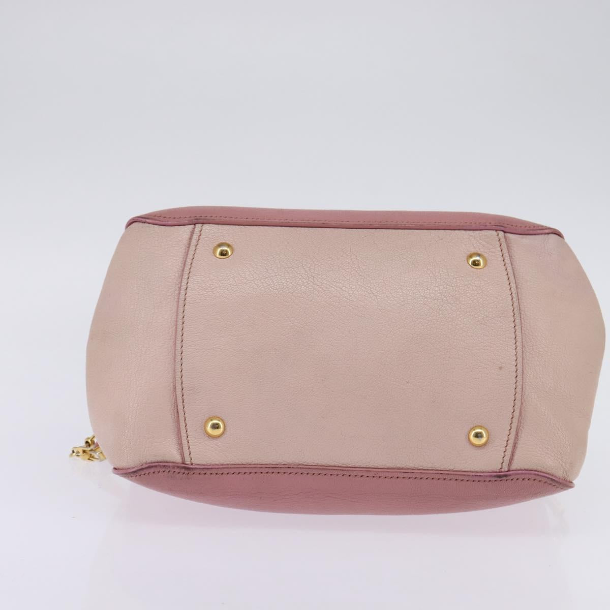 Miu Miu Matelasse Hand Bag Leather 2way Pink Gold Auth 142803