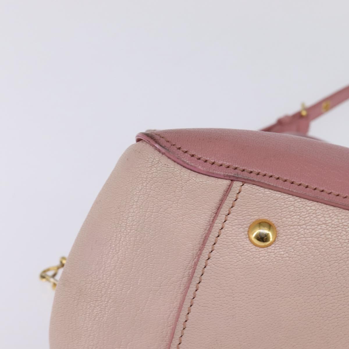 Miu Miu Matelasse Hand Bag Leather 2way Pink Gold Auth 142803