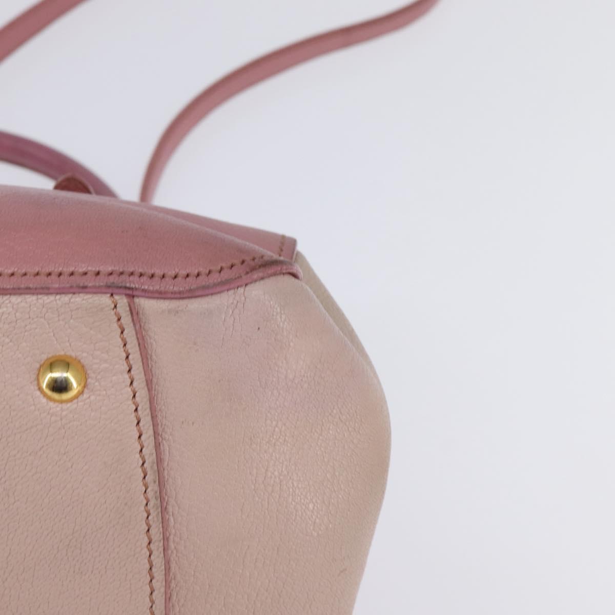 Miu Miu Matelasse Hand Bag Leather 2way Pink Gold Auth 142803