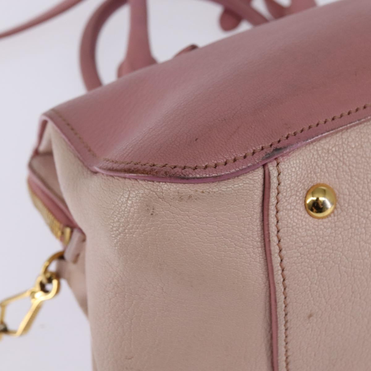 Miu Miu Matelasse Hand Bag Leather 2way Pink Gold Auth 142803