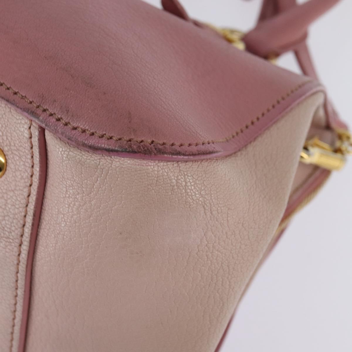 Miu Miu Matelasse Hand Bag Leather 2way Pink Gold Auth 142803