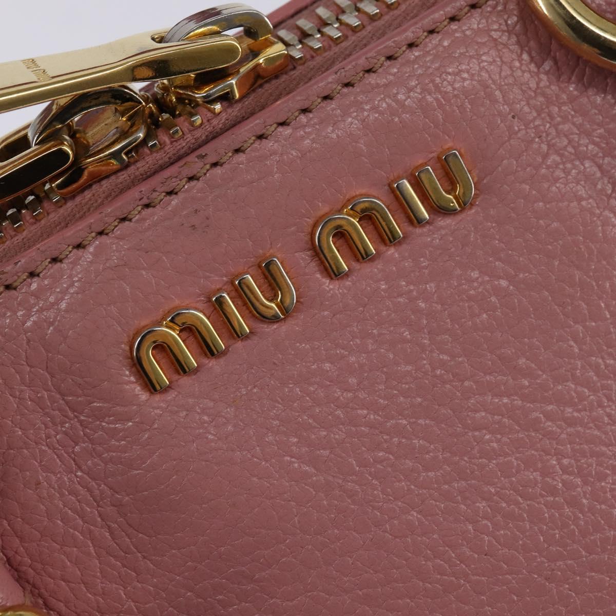 Miu Miu Matelasse Hand Bag Leather 2way Pink Gold Auth 142803