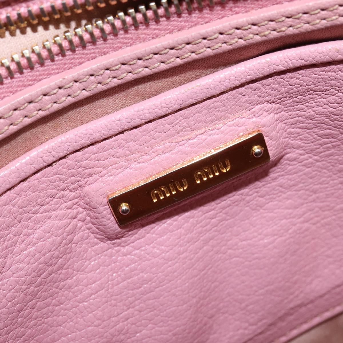 Miu Miu Matelasse Hand Bag Leather 2way Pink Gold Auth 142803