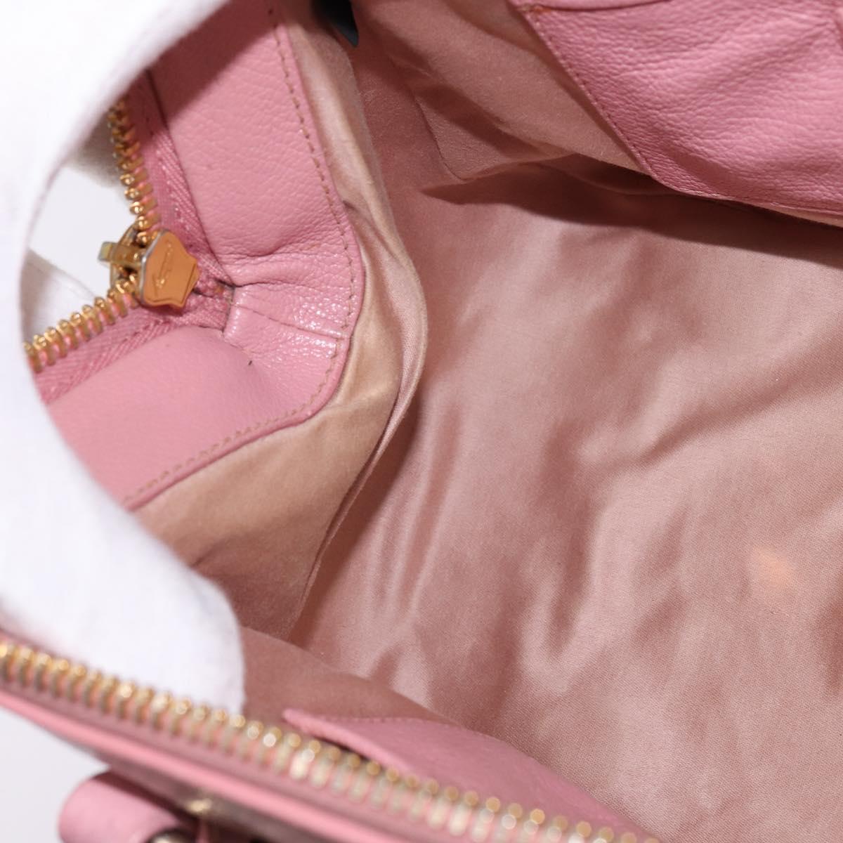 Miu Miu Matelasse Hand Bag Leather 2way Pink Gold Auth 142803