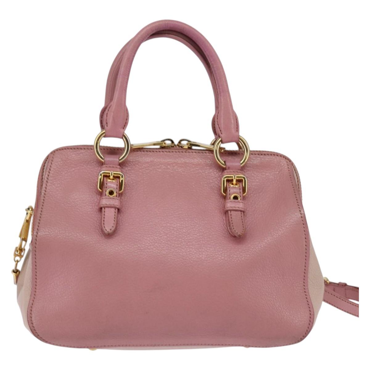 Miu Miu Matelasse Hand Bag Leather 2way Pink Gold Auth 142803