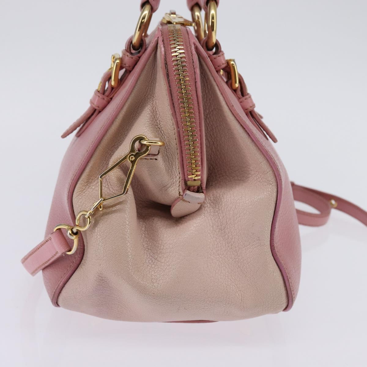 Miu Miu Matelasse Hand Bag Leather 2way Pink Gold Auth 142803