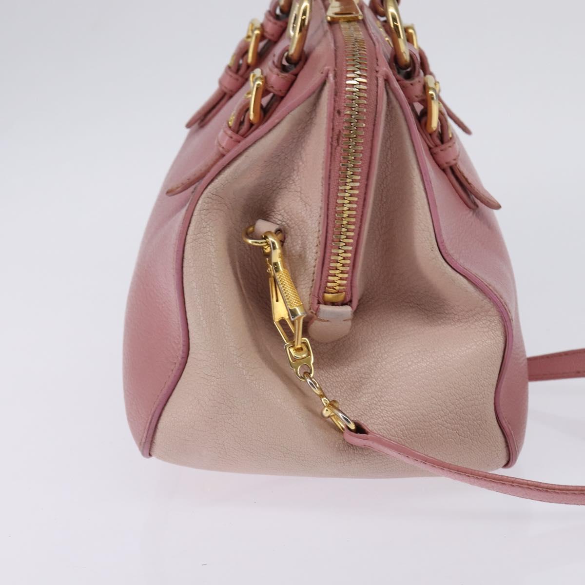 Miu Miu Matelasse Hand Bag Leather 2way Pink Gold Auth 142803