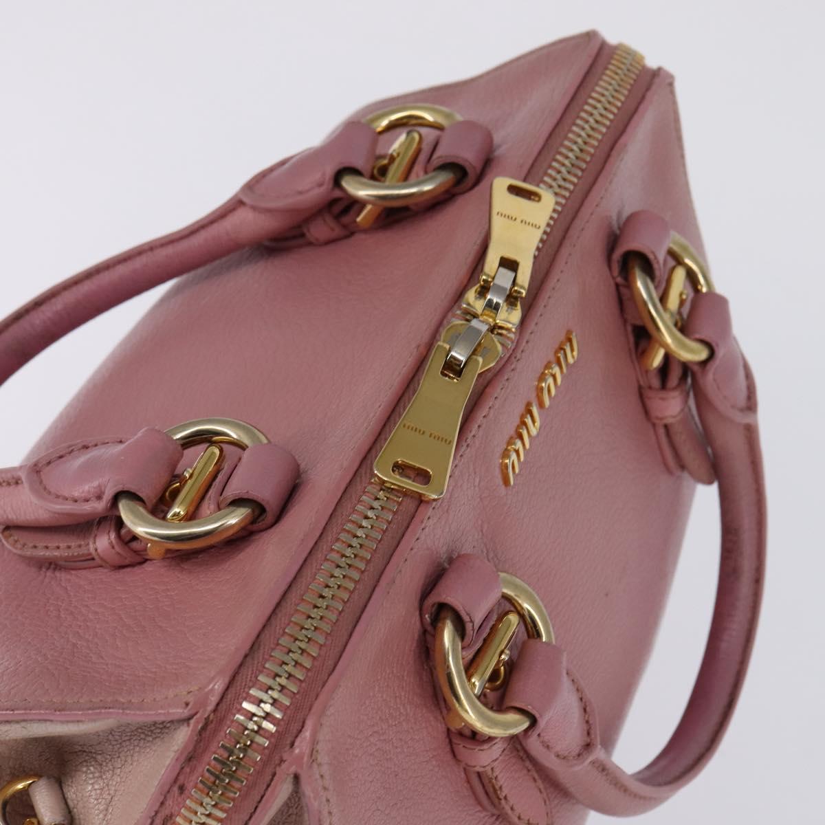 Miu Miu Matelasse Hand Bag Leather 2way Pink Gold Auth 142803
