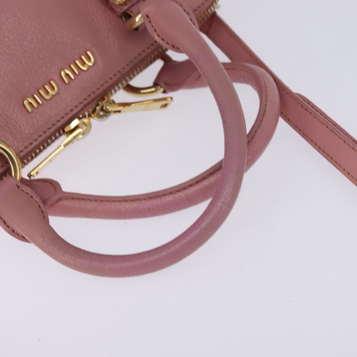 Miu Miu Matelasse Hand Bag Leather 2way Pink Gold Auth 142803