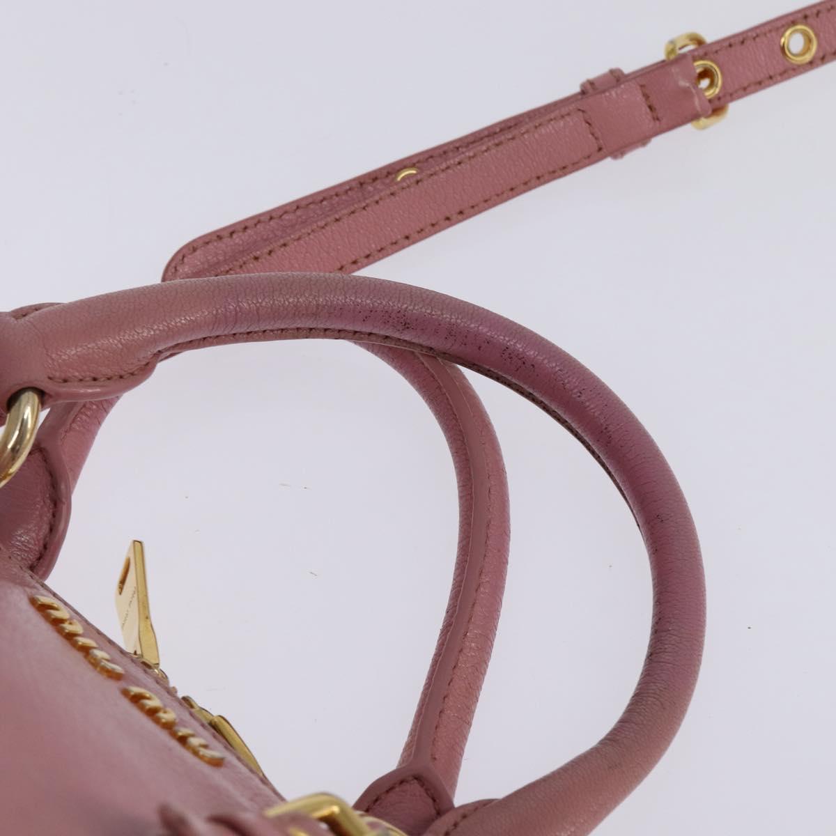 Miu Miu Matelasse Hand Bag Leather 2way Pink Gold Auth 142803