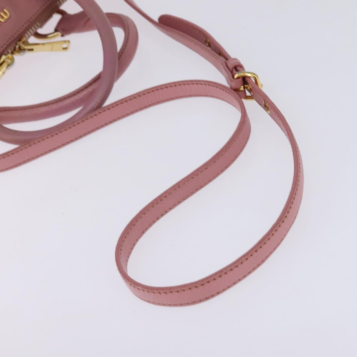 Miu Miu Matelasse Hand Bag Leather 2way Pink Gold Auth 142803