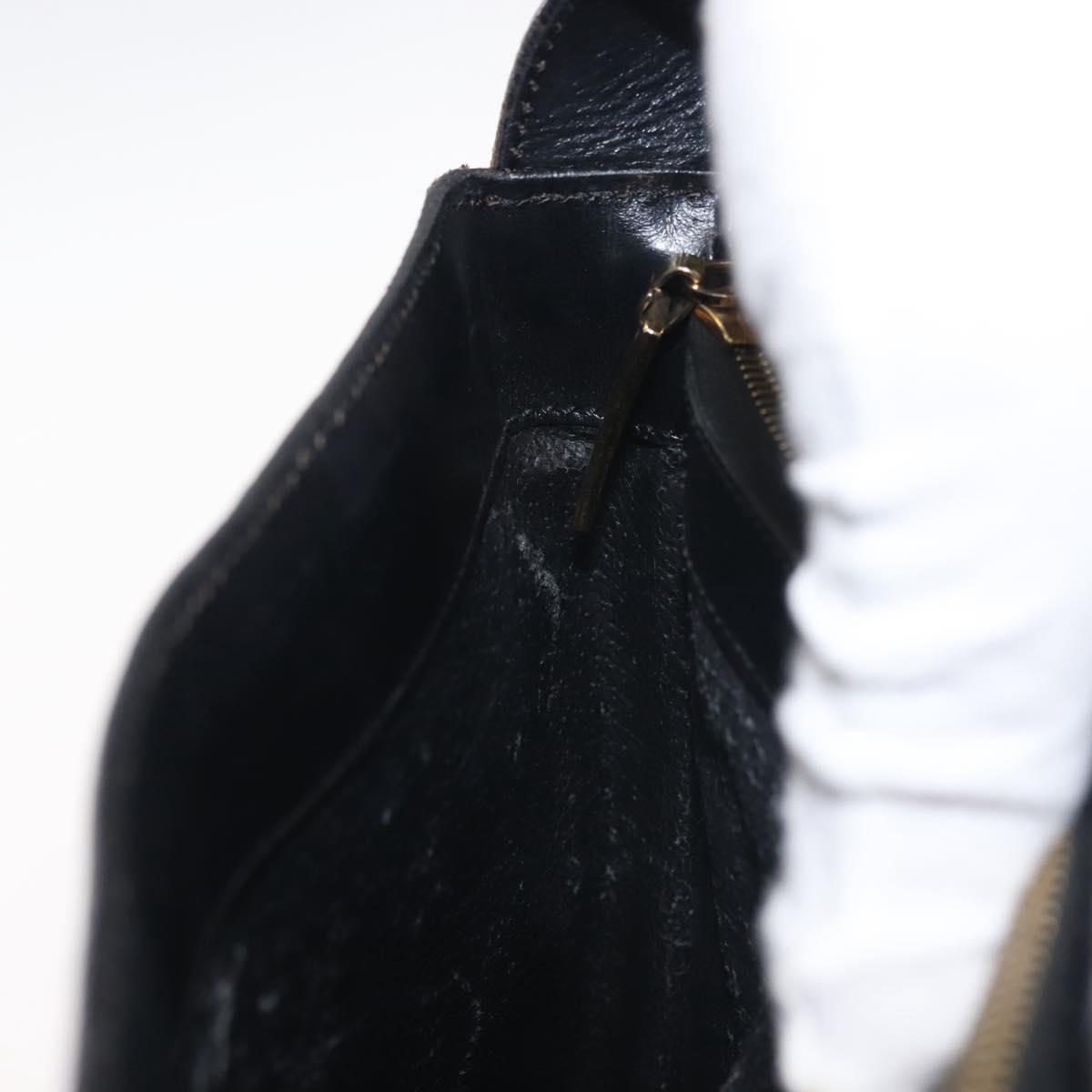 CELINE Macadam Canvas Shoulder Bag PVC Leather Black Gold Auth 142805