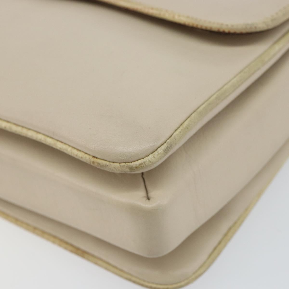 CELINE Shoulder Bag Leather Beige Gold Auth 142806
